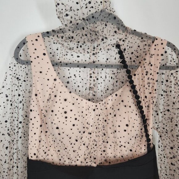 NWT RENGIN Long Sleeve Maxi Crepe Mermaid Regular Black-Pink Evening Dress Size - Picture 8 of 10